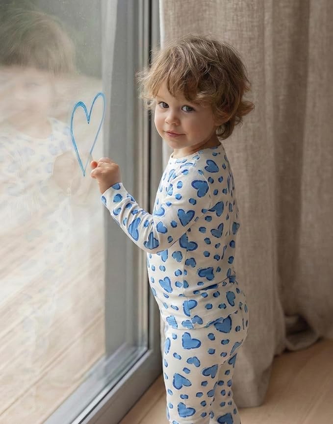 moimoln Sibling Matching 6M-8Y Soft Warm Cotton Modal Character Long Sleeve Snug-Fit Pajama Long Sleeve Sleepwear Daily