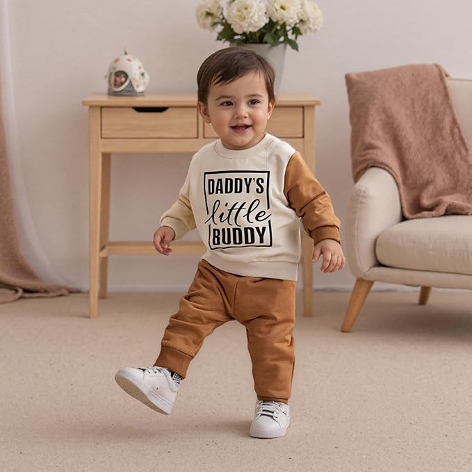 Infant Baby Boy Fall Clothes Set Funny Letter Sweatshirt Pant Outfit Toddler Winter Clothes 6 12 18 Months 2T 3T