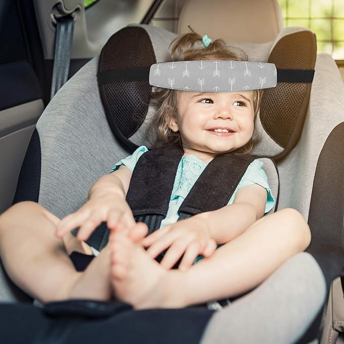 Baby Carseat Head Support,Car seat Straps Pillow Support Ban,Stroller Neck Relief Strap Headrest,Slumber Sling Sleep Positioner for Toddler Infants Child Children Kids(Gery)