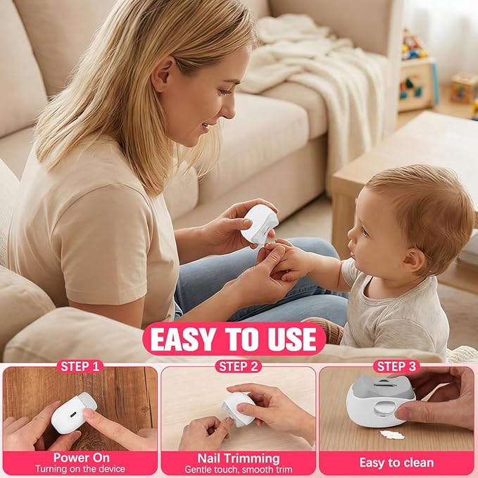 Electric Nail Clippers,2026 New Automatic Nail Trimmer with LED Light and 2 Speeds, Safety Fingernail Trimmer with Nail Scraps Storage for Baby Adult Seniors (White)