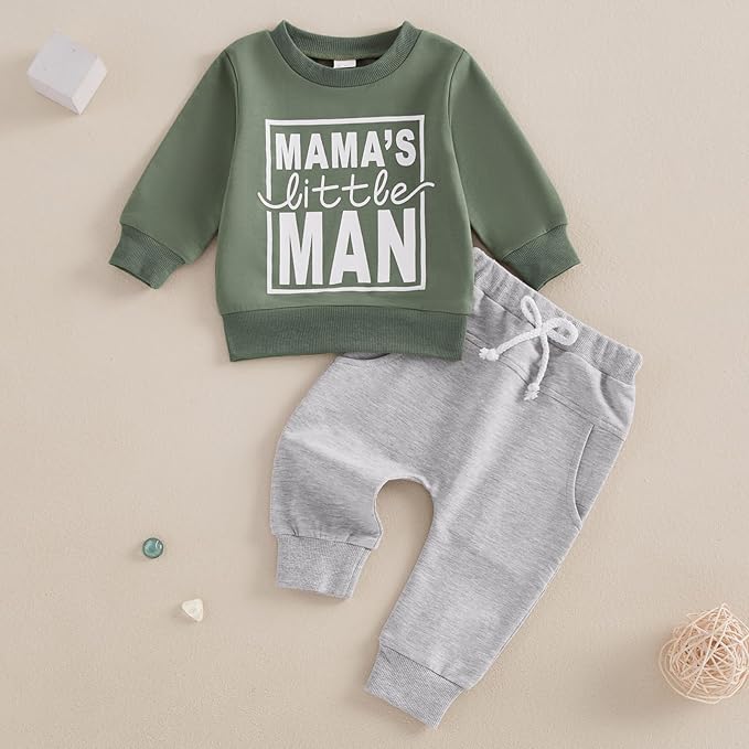 Baby Boy Fall Clothes Set Long Sleeve Letter Print Sweatshirt Pants Toddler Infant Outfits 6 12 18 24 Months 2T
