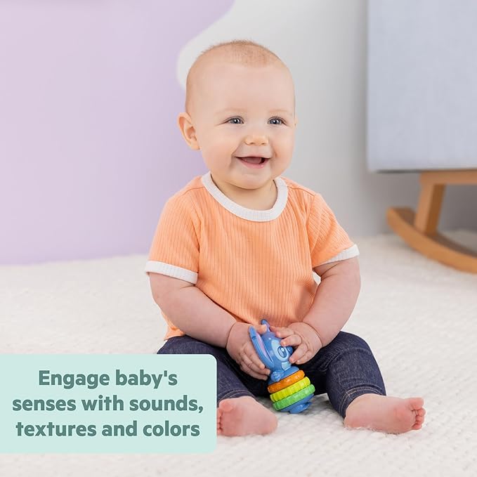 Bright Starts Disney Baby Stitch Tropical Treasures Gift Set with 4 Stitch Inspired Toys Including Baby-Safe Mirror and Teether, Newborns & Up