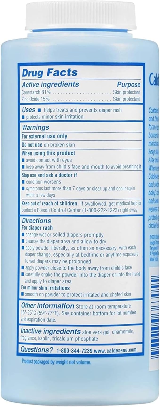 Caldesene Dry & Comfy Baby Powder with Zinc Oxide & Cornstarch, Free from Talc & Preservatives, 5 Oz., Pack of 6