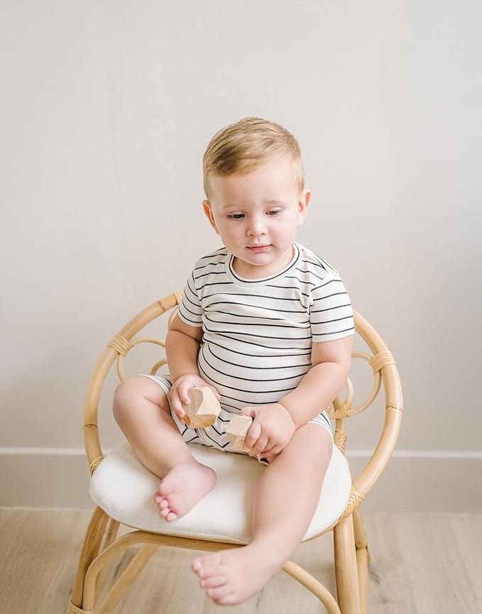 moimoln Stripe Pajamas Set 12M-8Y Ribbed Unisex Baby & Toddler, Soft Viscose, Snug-Fit, Everyday Sleepwear