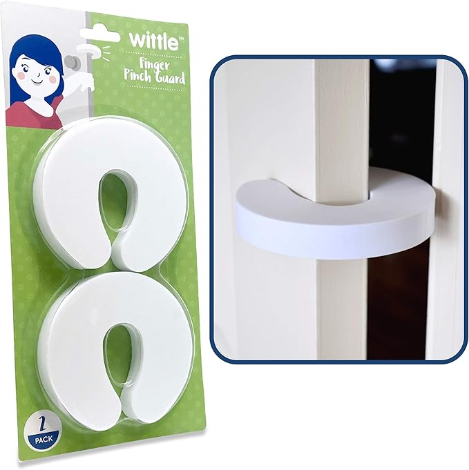 Wittle Finger Pinch Guard - Baby Proof Door Stopper with Soft & Durable Foam - Keeps Doors from Slamming, Prevents Finger Pinch Injuries, and Child or Pet from Getting Locked in Room (2-Pack)