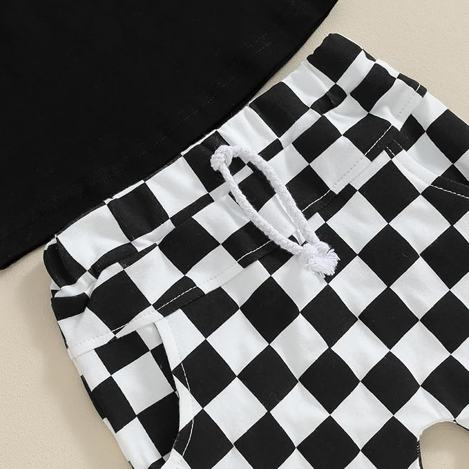 fhutpw Baby Toddler Boy Clothes Summer Outfits 6 12 18 24 Months Patchwork Short Sleeve T Shirt & Shorts Sets with Pockets