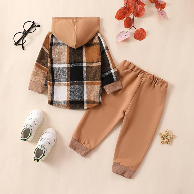 Toddler Baby Boy Hoodies Fall Clothes Waffle Contrast Color Sweatshirt Pant Set Infant Clothes 6 12 18 Months 2T 3T