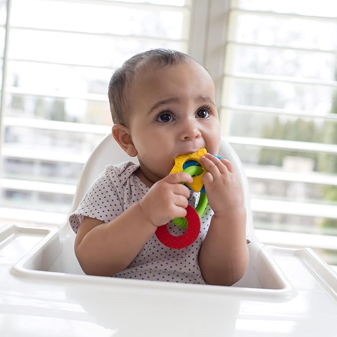 Dr. Brown's Learning Loop Baby Teether Ring, Multiple Shapes and Textures, 100% Silicone, BPA-Free, 3m+