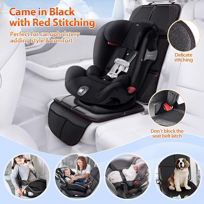 Gimars Car Seat Protector, 2 Pack, Waterproof 600D Fabric Carseat Protector Car Seat Cover for Child Car Seat with Nonslip Backing Mesh Pockets for Baby and Pet SUV Sedan Truck Leather Seats