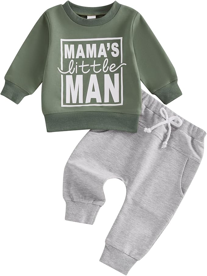 Baby Boy Fall Clothes Set Long Sleeve Letter Print Sweatshirt Pants Toddler Infant Outfits 6 12 18 24 Months 2T