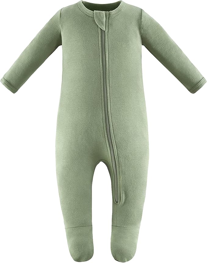 Owlivia Organic Cotton Baby Pajamas, Boys Girls 3-Pack Zip Front Sleep 'N Play, Footed Sleeper, Long Sleeve