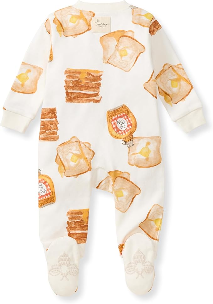 Burt's Bees Baby Boys Sleep and Play PJs, 100% Organic Cotton One-Piece Zip Front Romper Jumpsuit Pajamas