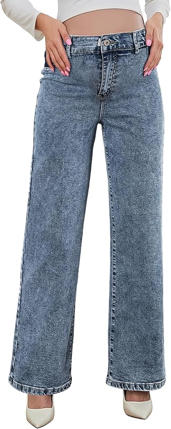 BLENCOT Maternity Jeans for Women High Waist Straight Leg Pregnancy Denim Pants with Pockets