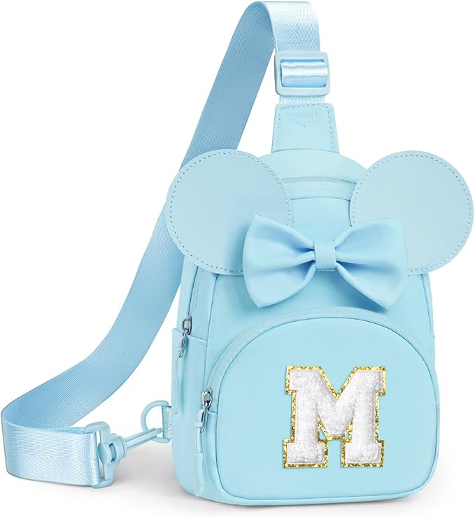 YOOLIFE Birthday Gifts for 2 3 4 5 6 7 8 Year Old Girl Kids - Small Sling Bag for Girls, Initial Fanny Pack Crossbody Bag for Little Girl Purse, Birthday Gifts for Grandkids Daughter Sister, Blue (M)