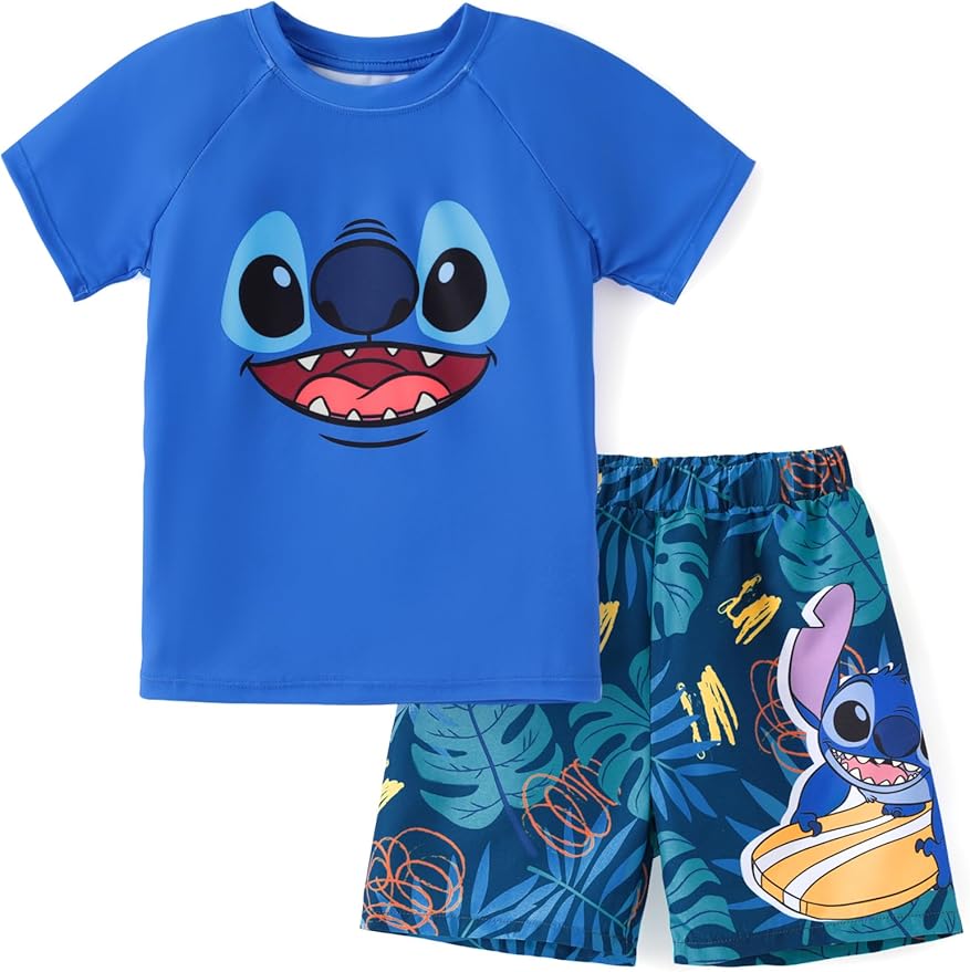 Disney Marvel Spiderman Cars Boy Swimsuit Rash Guard Shirts & Swim Trunk Boys Swim Set Mickey Summer Bathing Suit 2-13 Years