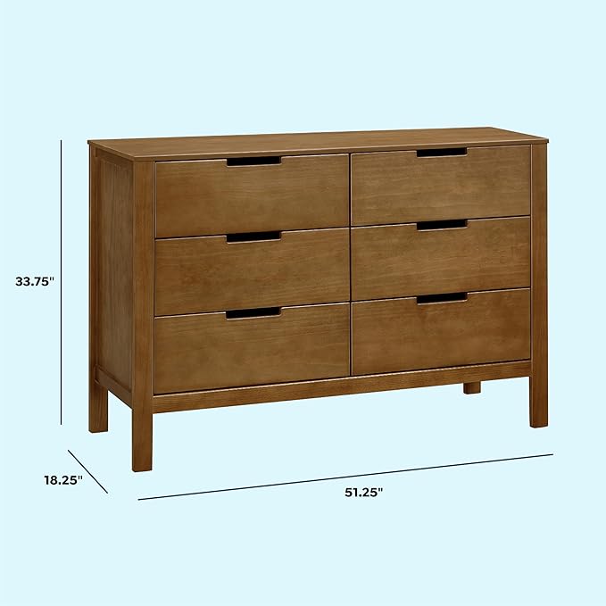 Carter's by Davinci Colby 6-Drawer Baby Dresser - GREENGUARD Gold Certified, Wooden Double Chest of Drawers for Kids - Versatile Storage Dresser for Bedroom, Nursery, Living Room, Hallway - Walnut