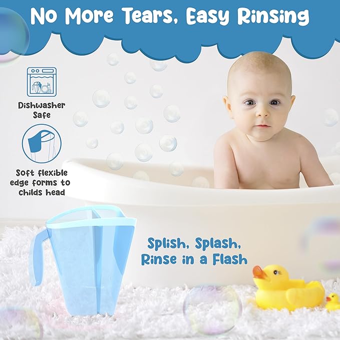 Shampoo Rinse Cup for Kids | Baby Bath Pail | Tear Free Baby Rinser Pail - Three Color Choices