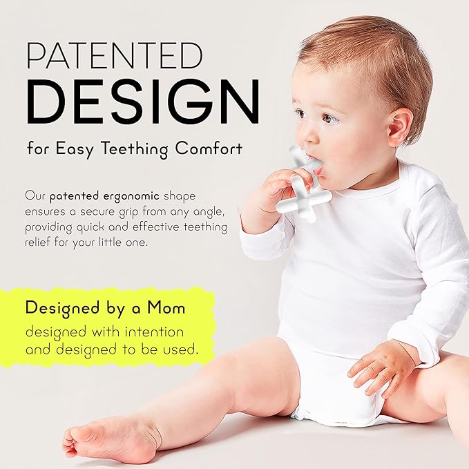 Moonlight Silicone Teethers for Babies, Baby Teether for Infants, Toddlers, Newborns, Dishwasher and Freezer-Safe Teething Toy, White - Moonjax