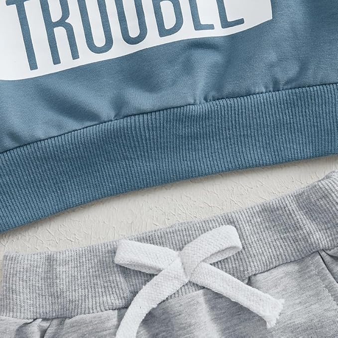 Baby Boy Fall Clothes Set Long Sleeve Letter Print Sweatshirt Pants Toddler Infant Outfits 6 12 18 24 Months 2T
