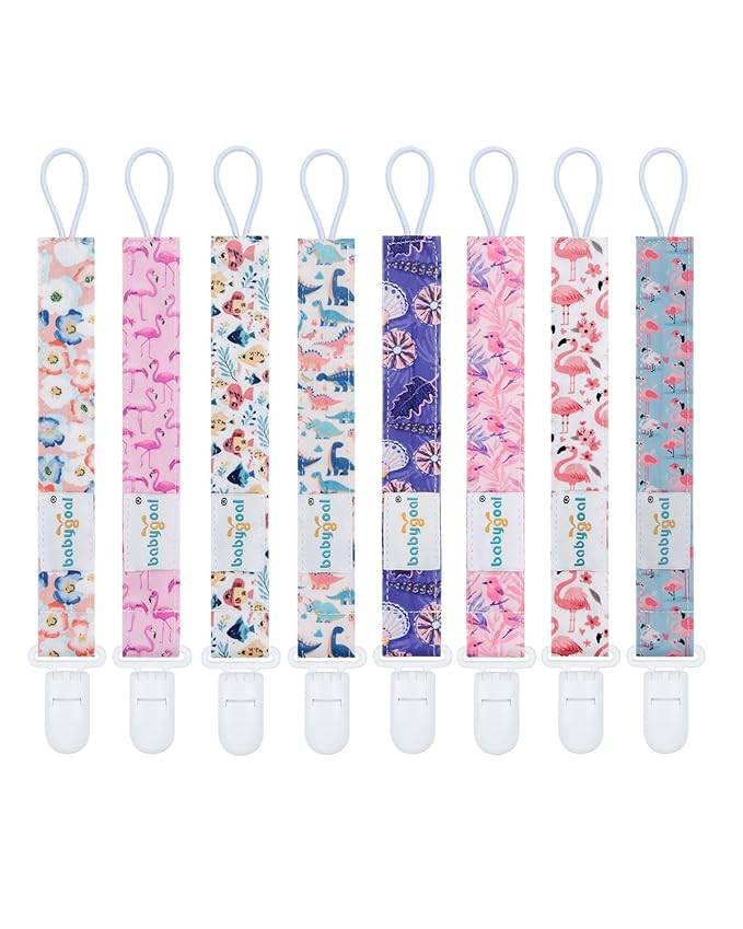 babygoal Animal Pacifier Clips, 8 Pack Binky Paci Holder Clips Fits for Most Pacifiers and Binkies 8PS53-B