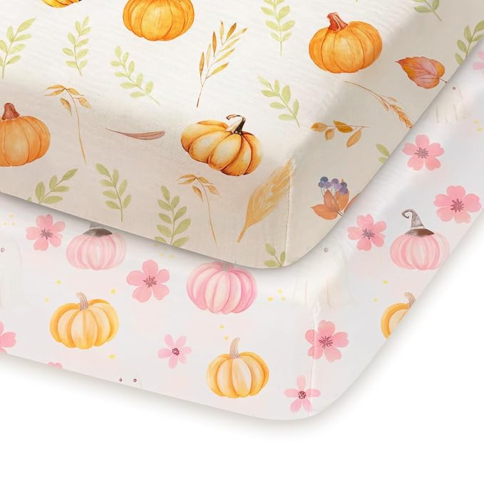 Pack and Play Sheets Fitted 2 Pack, 38x26 Graco Pack n Play Sheets for Playard & Travel Crib Mattress, Ultra Soft Jersey Knit, Breathable Stretchy Deep Pocket, Compatible with Mini Cribs