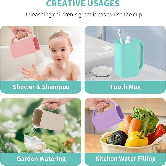 Baby Bath Rinse Cup 100% Food Grade Silicone Wash Rinser Cup For Kids (Turquoise)