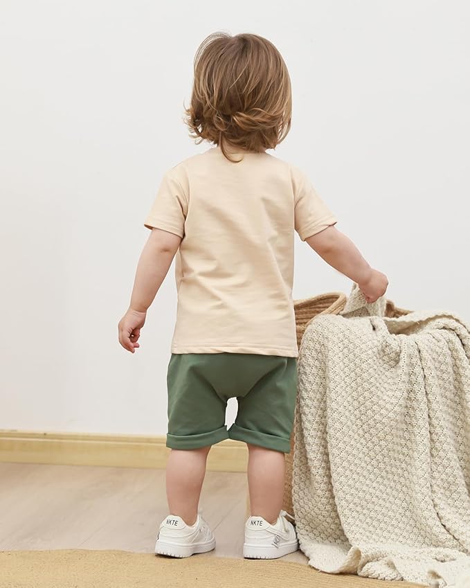 Yvowming 0-4T Toddler Baby Boy Clothes Kids Summer Truck Print T Shirt Short Set with Pockets