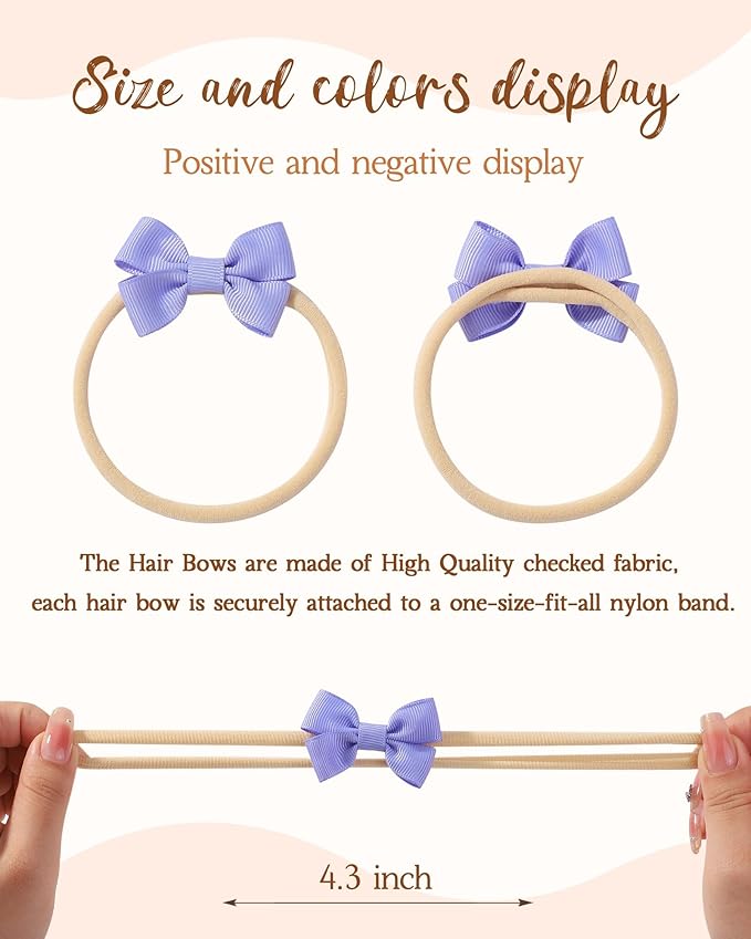 doboi 30PCS Baby Girls Headbands Hair Bows Nylon Grosgrain Ribbon Hairbands Solid Color Handmade Hair Accessories for Newborn Infant Toddlers Little Girl and Kids