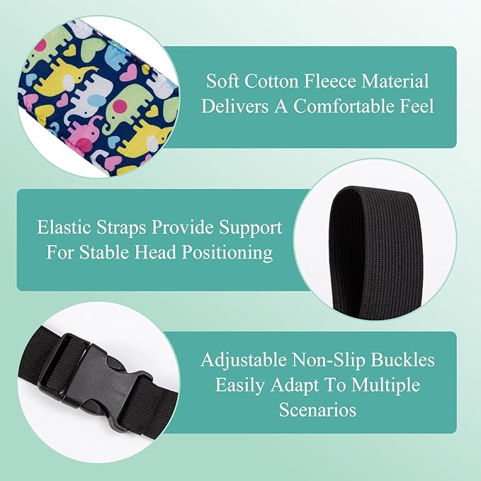 4Pack Baby Head Support for Car Seat, Adjustable Airplane Head Strap for Sleeping - Toddler Car Seat Head Support Pillow with Safety Rest Design for Infant and Child