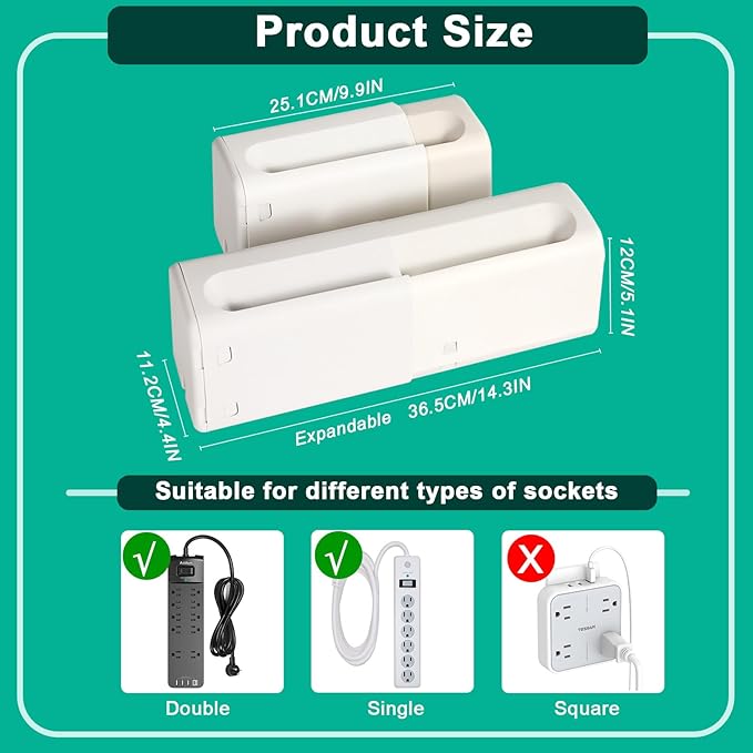 Babylush Power Strip Cover Box(1 Pack) 丨Outlet Covers Baby Proofing丨Outlet Cover Box丨Adjustable Length Childproof Outlet Cover丨Preventing Toddlers from Touching Sockets丨Fits Most Sockets.
