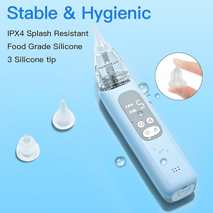 Nasal Aspirator for Baby, Electric Nose Sucker for Baby, Snot Sucker with 5 Levels Suction, Soothing Light & Nursery Rhymes