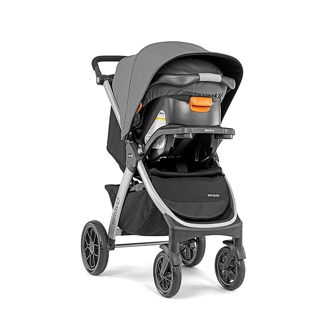 Chicco Bravo® 3-in-1 Trio Travel System, Bravo® Quick-Fold Stroller with KeyFit® 30 Infant Car Seat and Base, Car Seat and Stroller Combo | Parker