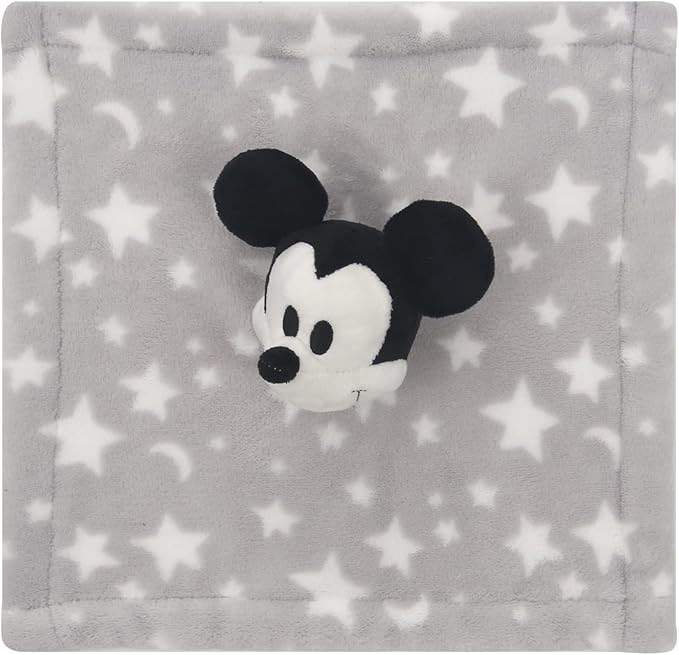 Lambs & Ivy Disney Baby Mickey Mouse Gray Stars Security Blanket/Lovey