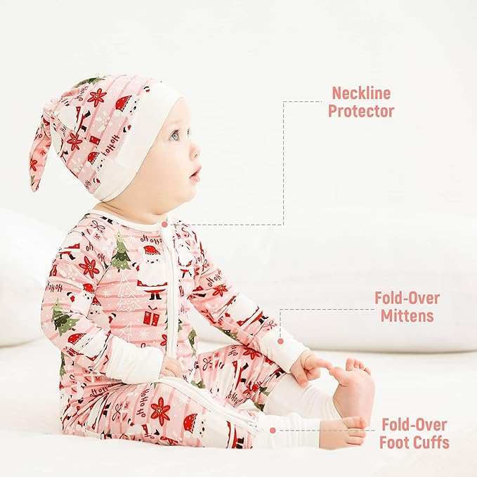 OPAWO Viscose from Bamboo Baby Pajamas Girl 2pack Mittens Cuff 2 Way Zipper Soft Footless Sleeper Baby Boy One-Piece Romper