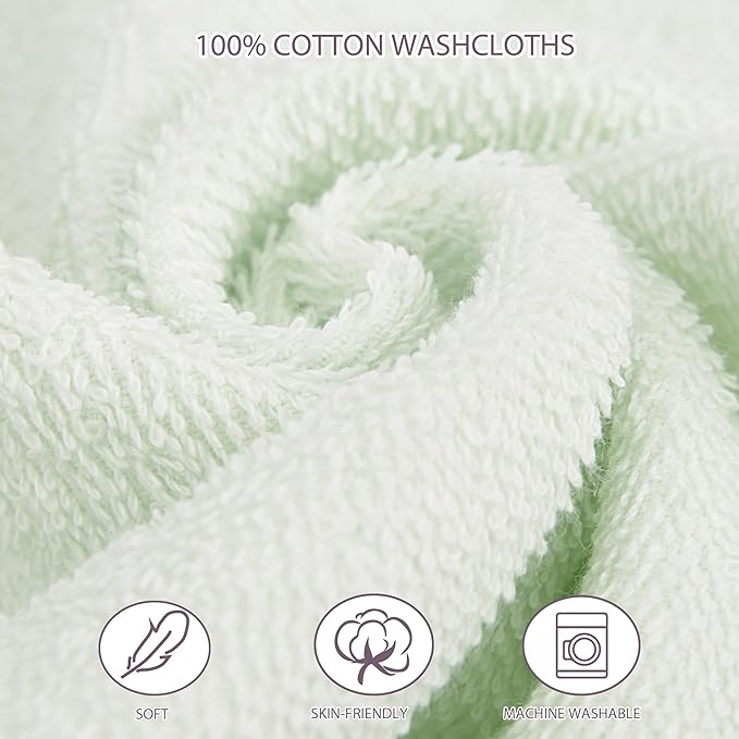 6 Pack Baby Washcloths 100% Cotton Terry Soft and Absorbent Wash Cloths for Face Hand Body Burp Rag Wipes Essentials for Newborns Infants Toddlers Boys Girls