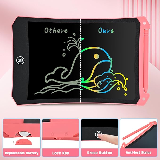 cimetech Toddler Girl Gifts Valentines Day, LCD Writing Tablet 2 Pack, Kids Toys for 3 4 5 Year Old Boys Girls, 8.5 Inch Coloring Books, Travel Essentials Activities, Birthday Gifts Toddler Age 1-3