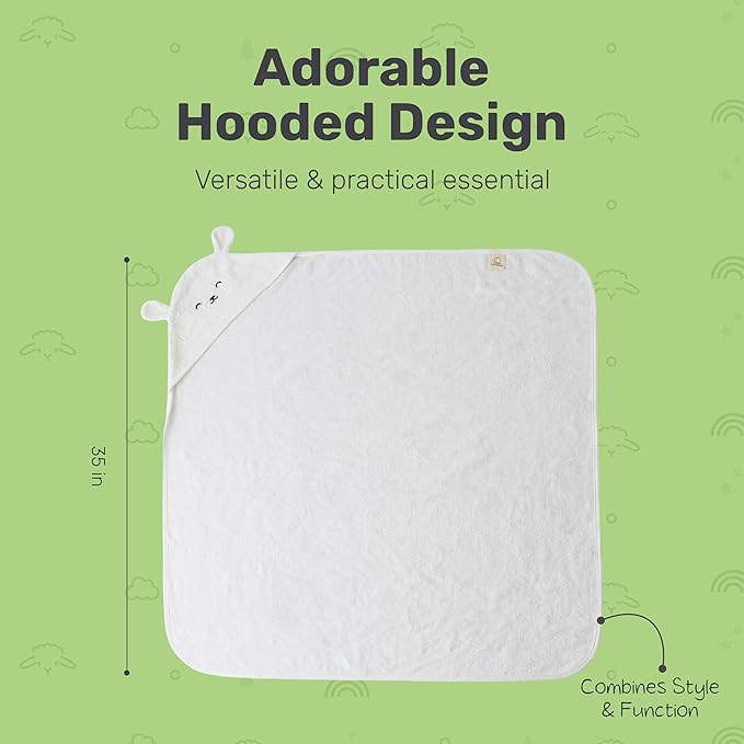 Snuggle Hooded Bamboo Baby Towel, Ultra-Soft Bamboo Viscose for Warmth and Quick Drying, Functional Bath-Time Essential, Adorable Hooded Baby Towels
