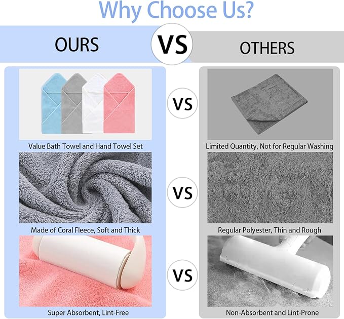 4 Pack Hooded Baby Towels, 32x32 Inch Absorbent Bath Towels, Soft Coral Fleece Hooded Towel for Newborns, Infants, and Toddlers – Baby Bath Essentials (Light Gray + Sky Blue + White + Pink)