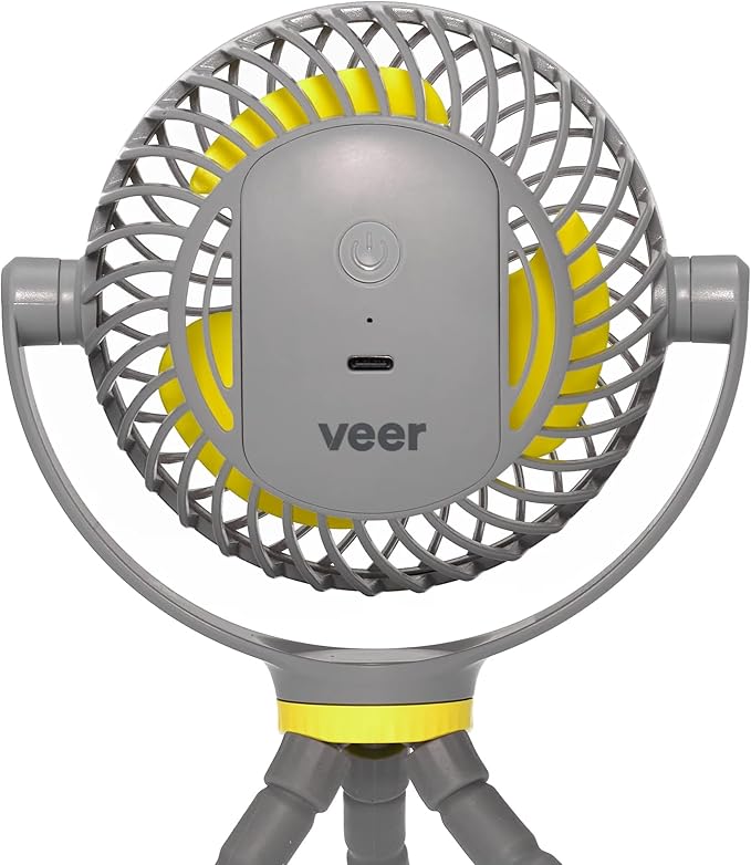 Veer Flex Fan - Portable Baby Stroller Fan - Lightweight and Quiet 4 Speed Motor Provides Maximum Cooling and Extra Long Battery Life - 360 Degree Rotation - Baby Finger Safe