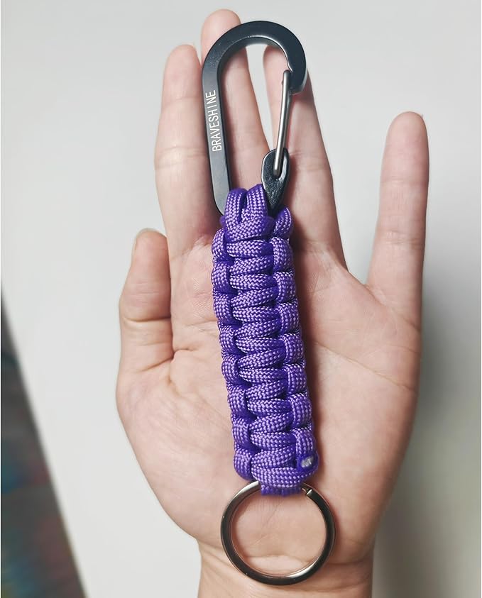 BRAVESHINE Paracord Keychain Carabiner Clip, D Ring Lanyard Hanger Stroller Hook for Water Bottle, Key, Backpacks, Men, Women