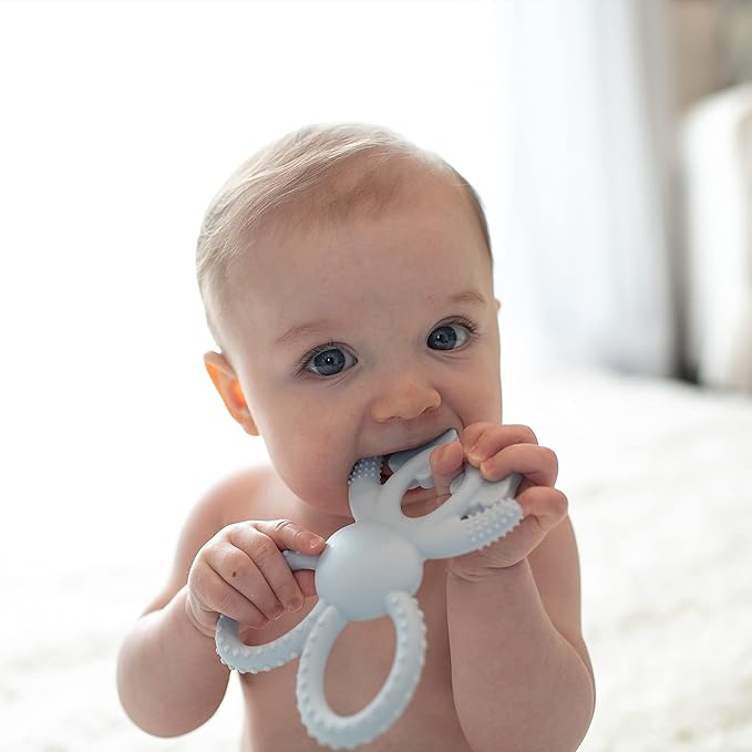 Dr. Brown's Flexees Blue Bunny, Soft 100% Silicone Baby Teether, BPA Free, 3m+ (Pack of 6)