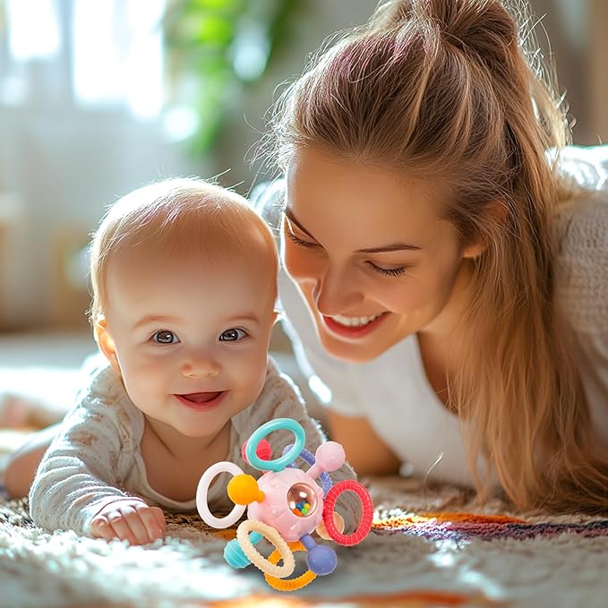 Montessori Teething Toys for Babies 0-6 6-12 Months, Baby Teether Sensory Toys for 0 3 6 9 12 18 Months, Newborn Infant Learning Toys for 1 2 Year Old Boys Girls