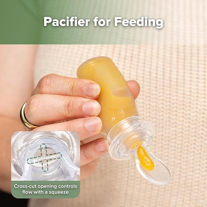 haakaa Penguin Dual Feeding Syringe Set-Baby Medicine Dispenser and Food Dispensing Spoon Feeder,Medical-Grade Silicone