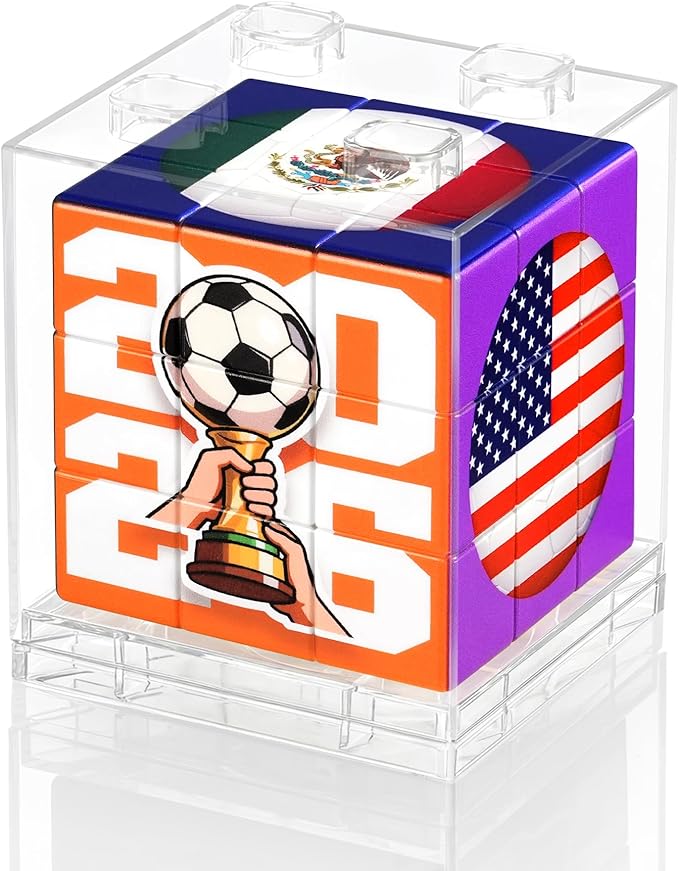 2026 World Soccer Cup Themed 3x3 Cube Puzzle, Football Sports Celebration Twist Cubes Brain Teaser Fidget Toy, Collectible Decor for Sport Fans