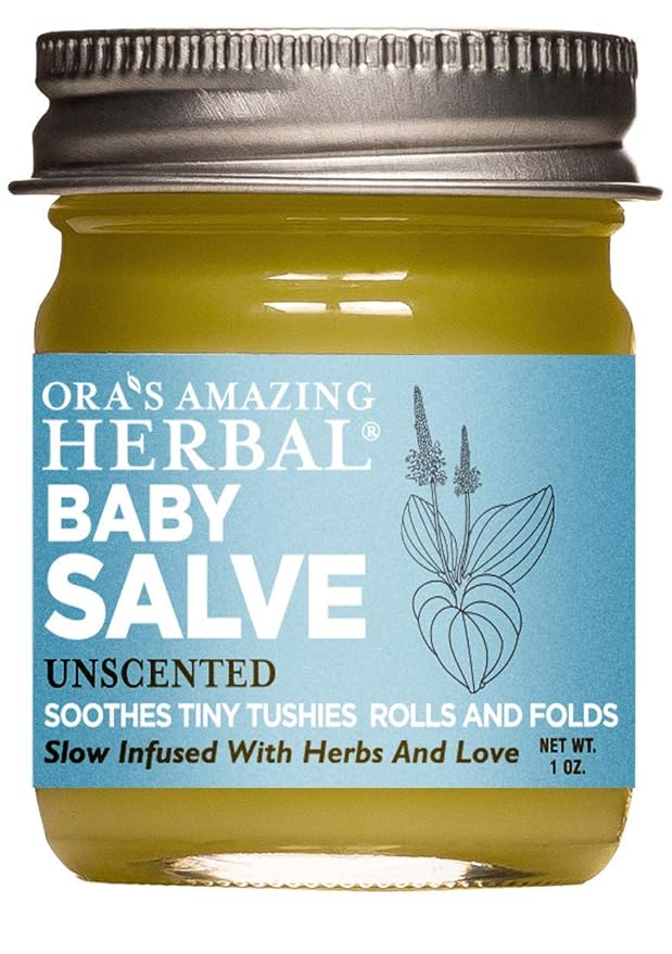 Baby Salve, Diaper Balm Ointment with Organic Coconut Oil, Natural Baby Cream with Calendula, 1 oz Travel Size, Ora's Amazing Herbal