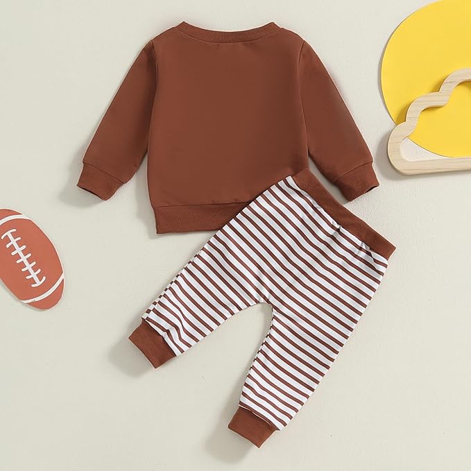 Baby Boy Fall Clothes Set Long Sleeve Football Print Sweatshirt Pants Toddler Infant Outfits 6 12 18 24 Months 2T