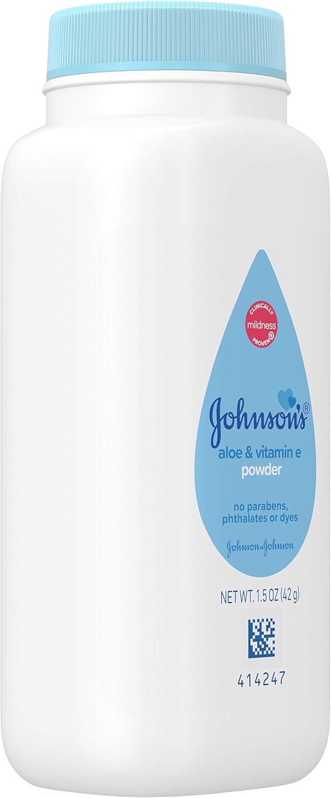 Johnson's Baby Cornstarch Baby Powder, 1.5 oz | Naturally Derived | With Aloe & Vitamin E | For Delicate Skin | Hypoallergenic