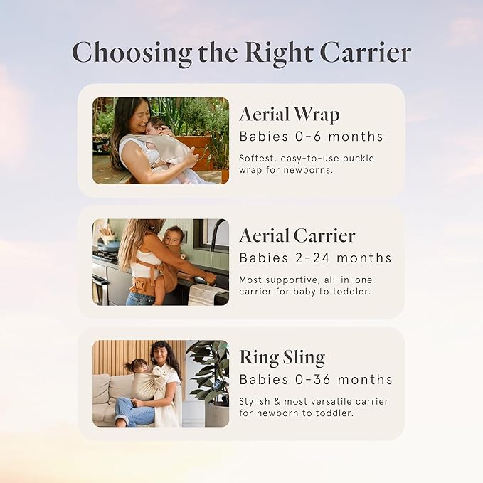 WildBird - Ring Sling Baby Carrier - 0-36 Months (up to 35 lbs) - Long (90") Sparrow & Rose Gold Ring - Front, Hip or Back Carry - Adjustable Fit - Natural Linen - Baby Essentials - New Mom Gifts