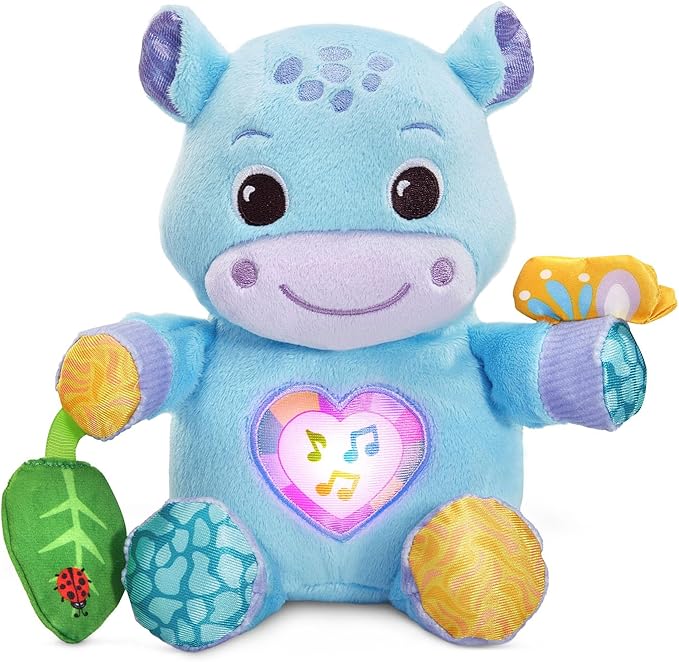 VTech Baby Hug-a-Hippo Musical Plush Toy with Lights and Textures, Blue