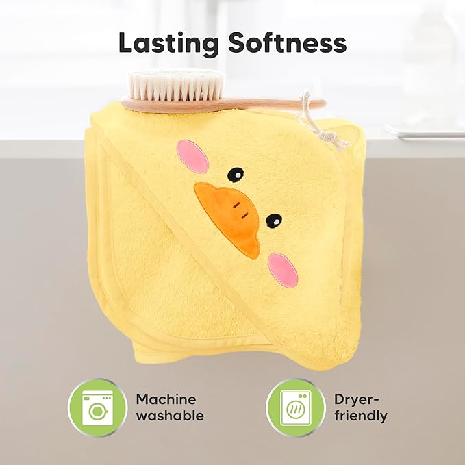 KeaBabies Hooded Baby Towel for Newborn - Viscose Derived from Bamboo Large Baby Bath Towels with Hood for Boys, Girls, Toddler, Extra Absorbent & Soft Newborn Bath Essentials(Duck, Regular)